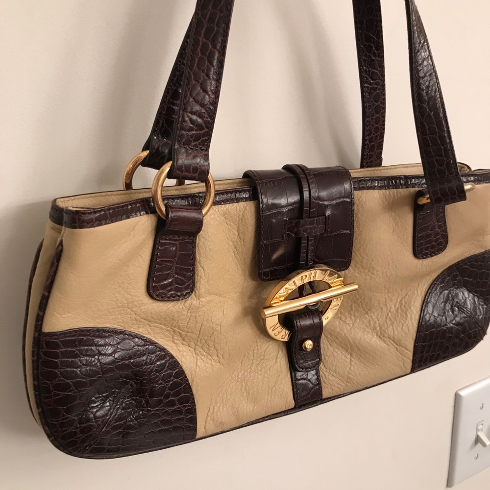Ralph Lauren handbag brown tan gold vintage